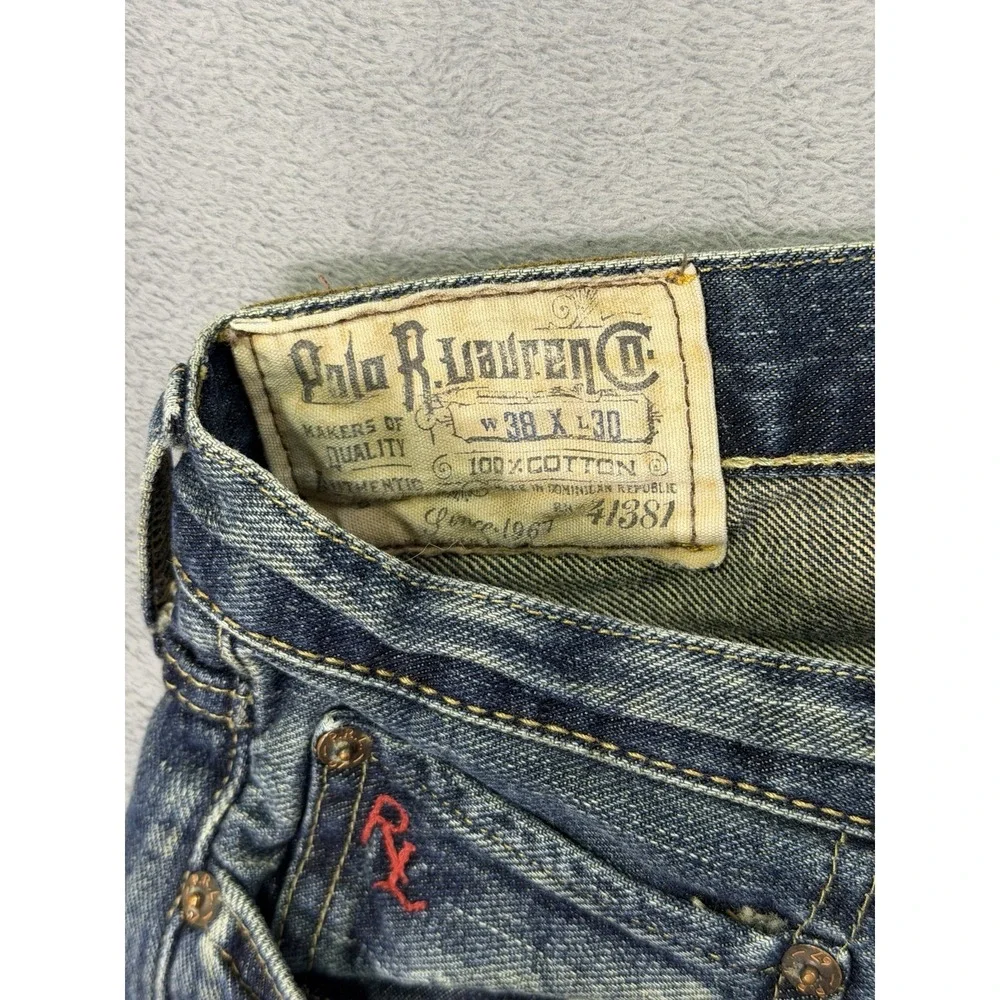 Polo Ralph Lauren Jeans Mens 38x30 Blue Cortlandt 300 Dark Wash Straight Relaxed